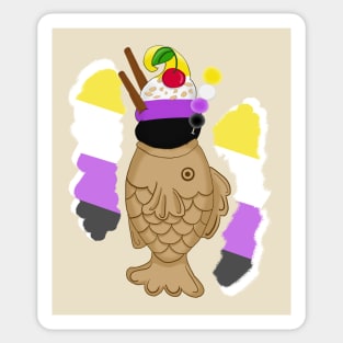 Pride Taiyaki Ice cream-Nonbinary flag Sticker